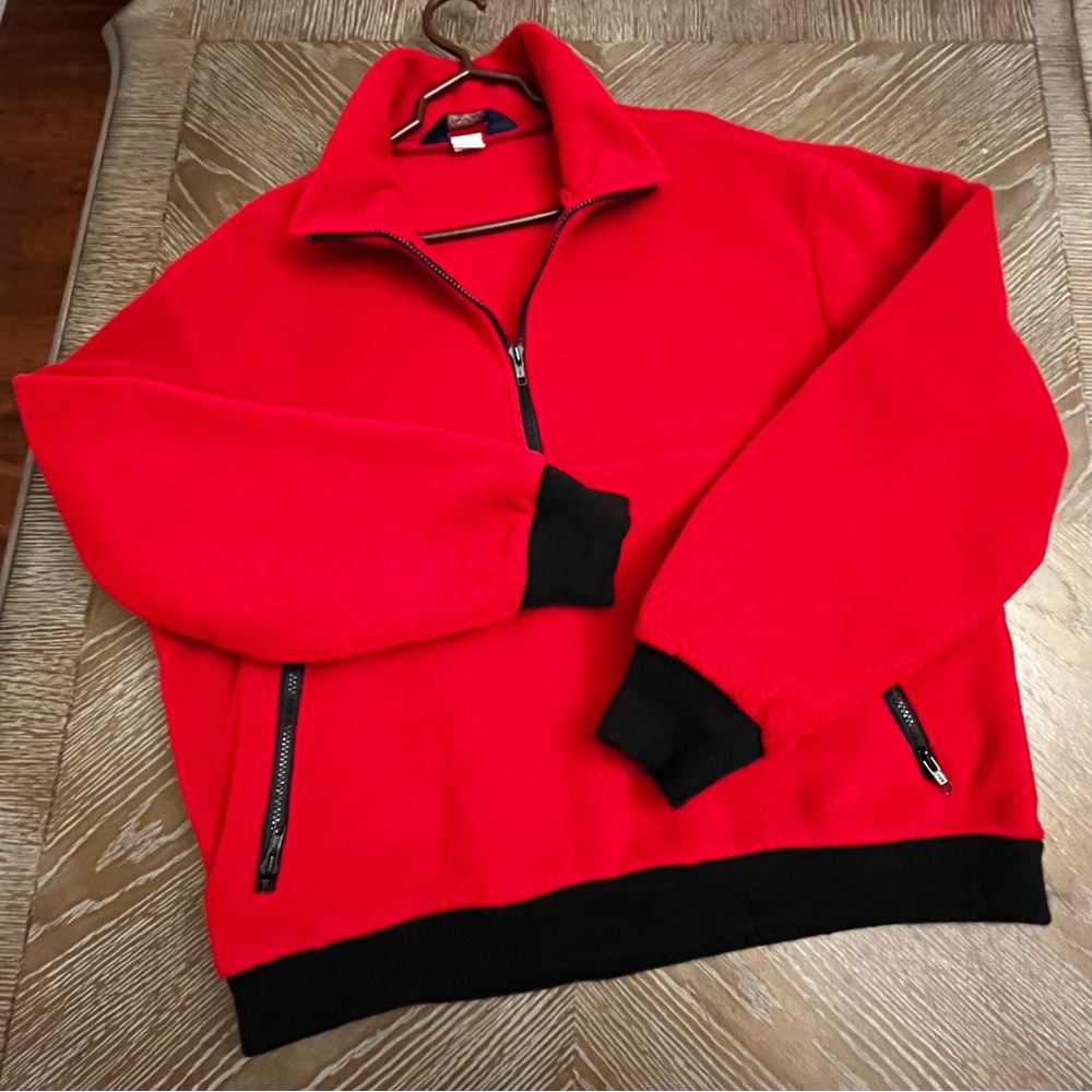 SOLD♥️Vintage Red Woolrich Pullover Jacket Men Large Fleece USA 1/4 Zip♥️